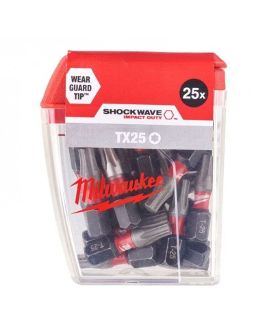 25-delni set vijačnih nastavkov TX25 25mm Milwaukee SHOCKWAVE 4932430880
