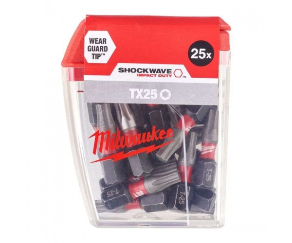25-delni set vijačnih nastavkov TX25 25mm Milwaukee SHOCKWAVE 4932430880