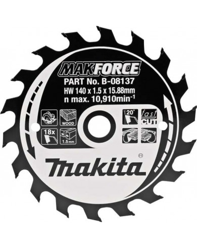 TCT MAKForce žagin list za les 140 mm (12 zob) 140x15,88x12Z Makita B-08137