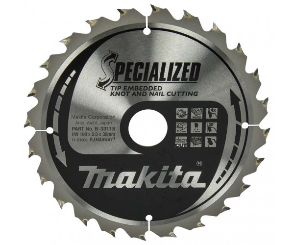 TCT Specialized žagin list za les 190 mm 24 zob Makita B-33118