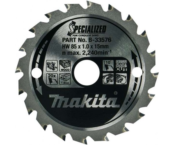 TCT žagin list za les 85 mm (16 zob) 85x15x16Z Makita B-33576 TCT žagin list za les 85 mm (16 zob) 85x15x16Z Makita B-33576