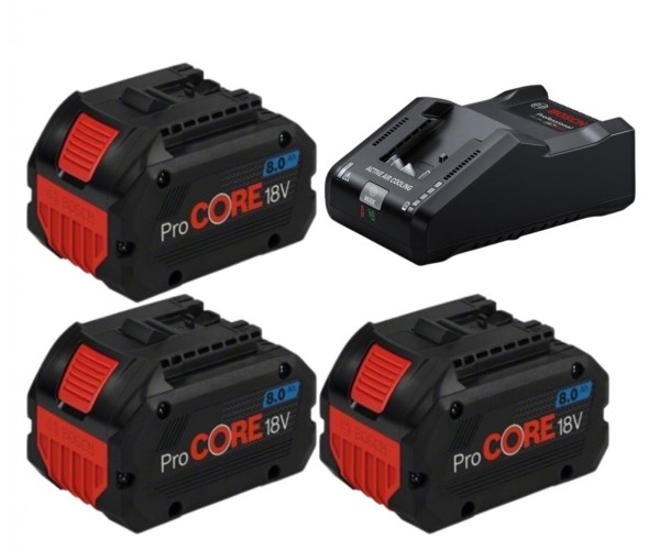 Set 3x 8.0 Ah ProCORE + polnilnik GAL 18V-160 Bosch 0615A5004Y
