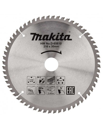 TCT žagin list večnamenski 216 mm (60 zob) 216x30x60Z Makita D-65610 TCT žagin list večnamenski 216 mm (60 zob) 216x30x60Z Makita D-65610