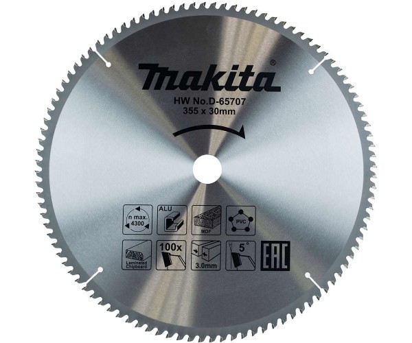 TCT žagin list večnamenski 355 mm (100 zob) 355x30x100Z Makita D-65707 TCT žagin list večnamenski 355 mm (100 zob) 355x30x100Z Makita D-65707