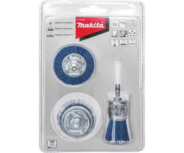 3-delni set najlonskih krtač za vrtalnike Makita D-70758 3-delni set najlonskih krtač za vrtalnike Makita D-70758