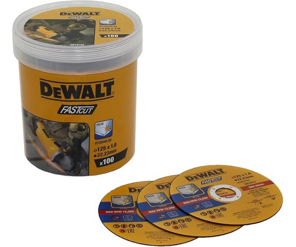 Rezalke Fast Cut za inox 125 x 1 mm – 100 kosov v vedru Dewalt DT20540
