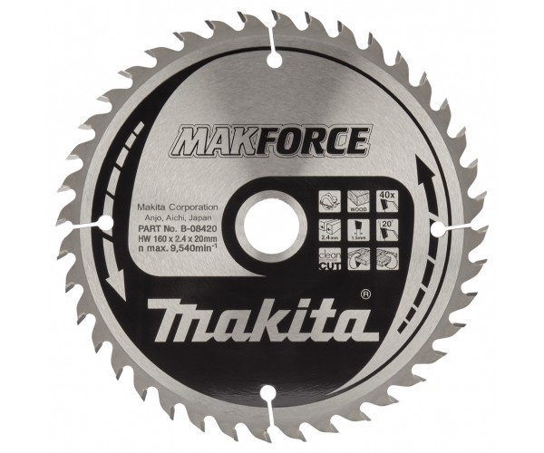 TCT MAKForce žagin list za les 160 mm (40 zob) 160x20x40Z Makita B-08420 TCT MAKForce žagin list za les 160 mm (40 zob) 160x20x40Z Makita B-08420