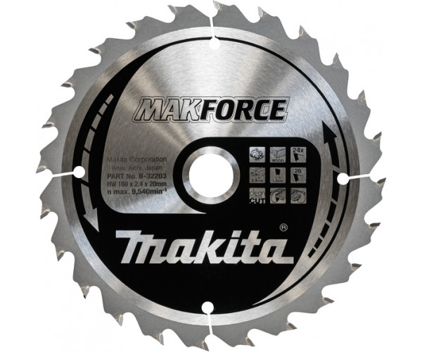 TCT MAKForce žagin list za les 160 mm (24 zob) 160x20x24Z Makita B-32203 TCT MAKForce žagin list za les 160 mm (24 zob) 160x20x24Z Makita B-32203