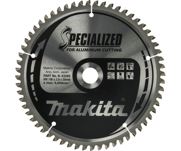 TCT Specialized žagin list za aluminij 190 mm (60 zob) 190x20x60Z Makita B-33283 TCT Specialized žagin list za aluminij 190 mm (60 zob) 190x20x60Z Makita B-33283