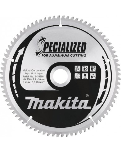 TCT Specialized žagin list za aluminij 250 mm (80 zob) 250x30x80Z Makita B-33308 TCT Specialized žagin list za aluminij 250 mm (80 zob) 250x30x80Z Makita B-33308