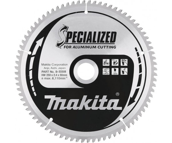 TCT Specialized žagin list za aluminij 250 mm (80 zob) 250x30x80Z Makita B-33308 TCT Specialized žagin list za aluminij 250 mm (80 zob) 250x30x80Z Makita B-33308