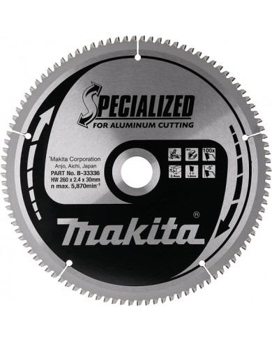 TCT Specialized žagin list za aluminij 260 mm (100 zob) 260x30x100Z Makita B-33336 TCT Specialized žagin list za aluminij 260 mm (100 zob) 260x30x100Z Makita B-33336