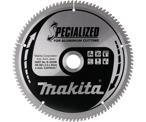 TCT Specialized žagin list za aluminij 260 mm (100 zob) 260x30x100Z Makita B-33336 TCT Specialized žagin list za aluminij 260 mm (100 zob) 260x30x100Z Makita B-33336