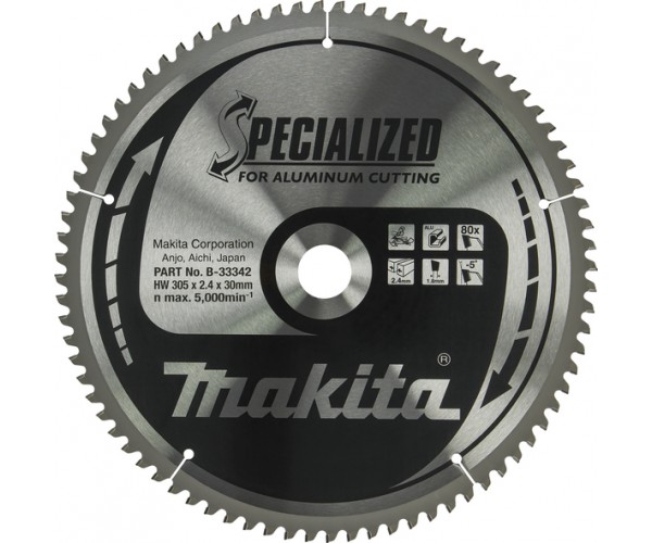 TCT Specialized žagin list za aluminij 305 mm (80 zob) 305x30x80Z Makita B-33342 TCT Specialized žagin list za aluminij 305 mm (80 zob) 305x30x80Z Makita B-33342