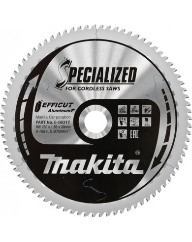 TCT Efficut žagin list za aluminij 260 mm (81 zob) 260x30x81Z Makita E-06317 TCT Efficut žagin list za aluminij 260 mm (81 zob) 260x30x81Z Makita E-06317