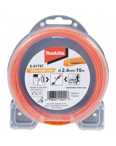 Štiridelna najlonska nitka oranžna Makita 2,4 mm x 15 m E-01797