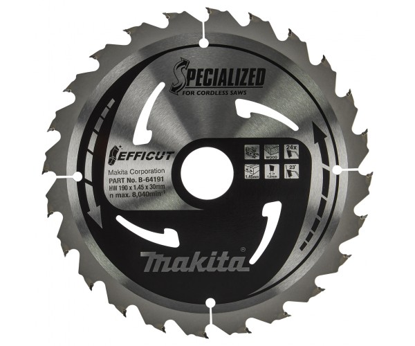 TCT žagin list za les Makita 190 mm (24 zob) B-64191
