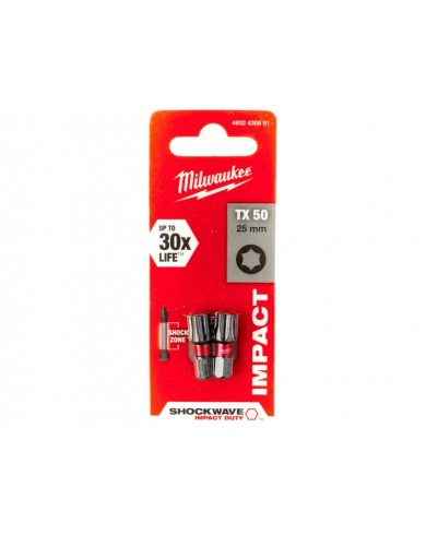 2-delni set vijačnih nastavkov TX50 25mm Milwaukee SHOCKWAVE 4932430891