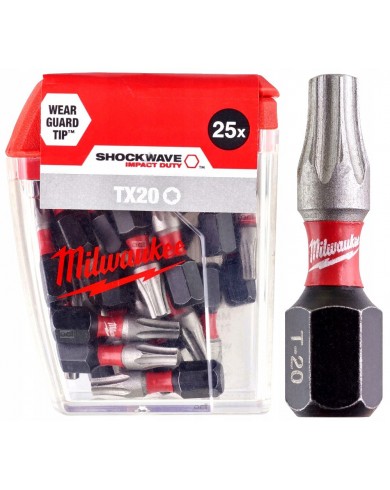 25-delni set vijačnih nastavkov TX20 25mm Milwaukee SHOCKWAVE 4932430875