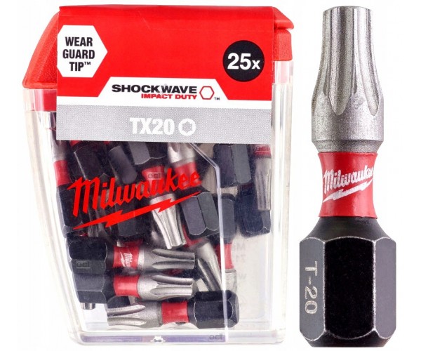 25-delni set vijačnih nastavkov TX20 25mm Milwaukee SHOCKWAVE 4932430875
