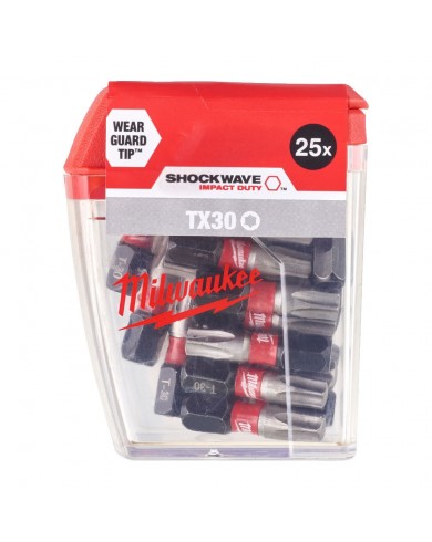 25-delni set vijačnih nastavkov TX30 25mm Milwaukee SHOCKWAVE 4932430886