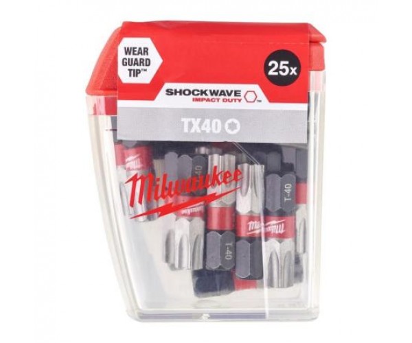 25-delni set vijačnih nastavkov TX40 25mm Milwaukee SHOCKWAVE 4932430889