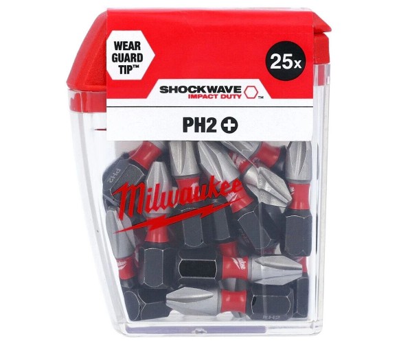 25-delni set vijačnih nastavkov PH2 25 mm Milwaukee SHOCKWAVE 4932430853