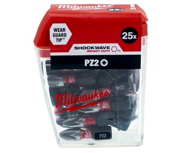 25-delni set vijačnih nastavkov PZ2 25 mm Milwaukee SHOCKWAVE 4932430864