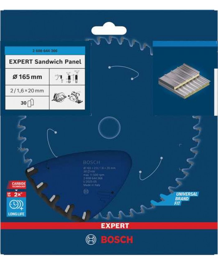 List za krožno žago Bosch EXPERT Sandwich Panel 165 x 2/1,6 x 20 mm, T30 2608644366