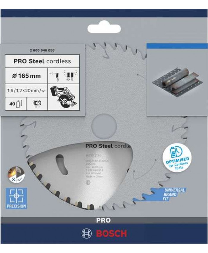 List za krožno žago Bosch PRO Steel cordless, 165 x 1,6 x 20 mm 2608846858