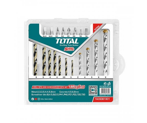 19-delni set svedrov in komplet izvijačev (TACSDB1901) Total Tools