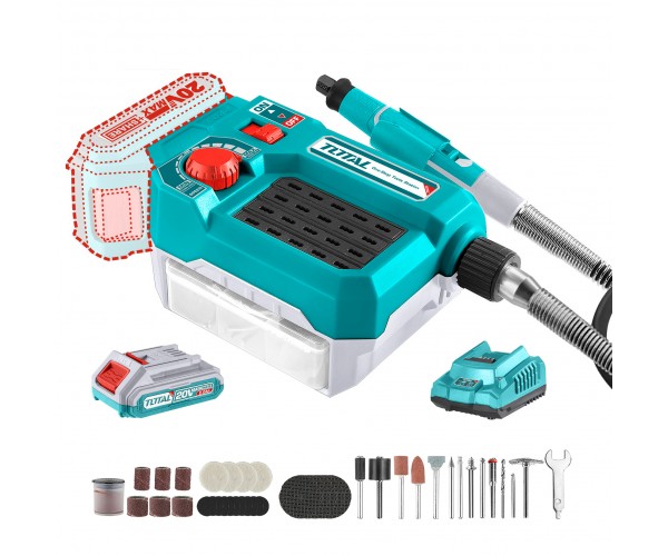 Akumulatorski modelarski brusilnik 20V/33000rpm/P20S (SET Baterija 1x2Ah, Polnilec) (TMGLI20011) Total Tools