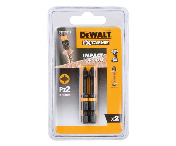 VIJAČNI NASTAVKI IR TORSION 50MM 2xPZ2 Dewalt DT70531T